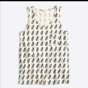 J.Crew beige and navy pineapple tank